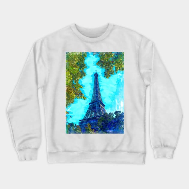 Paris Eiffel Tower Among Leaves. For Eiffer Tower & Paris Lovers. Crewneck Sweatshirt by ColortrixArt